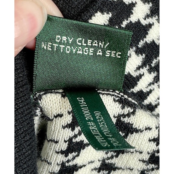 Ralph Lauren Sweater Dress XS Black White Houndstooth Pleated Knit Old Money - Picture 7 of 13